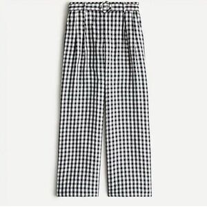 J.Crew Black and White Drapey Gingham Wide-leg Pant
